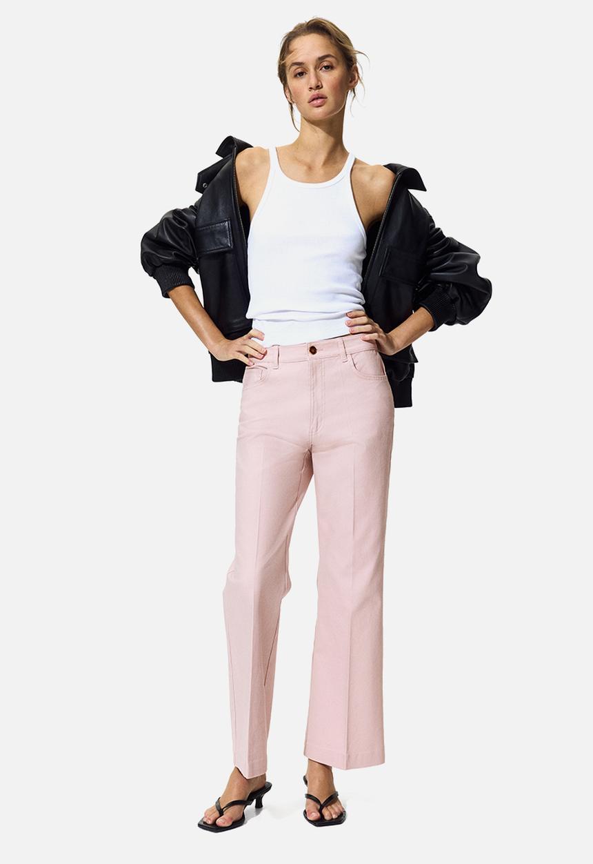 H&M - Bootcut cotton canvas trousers - light pink