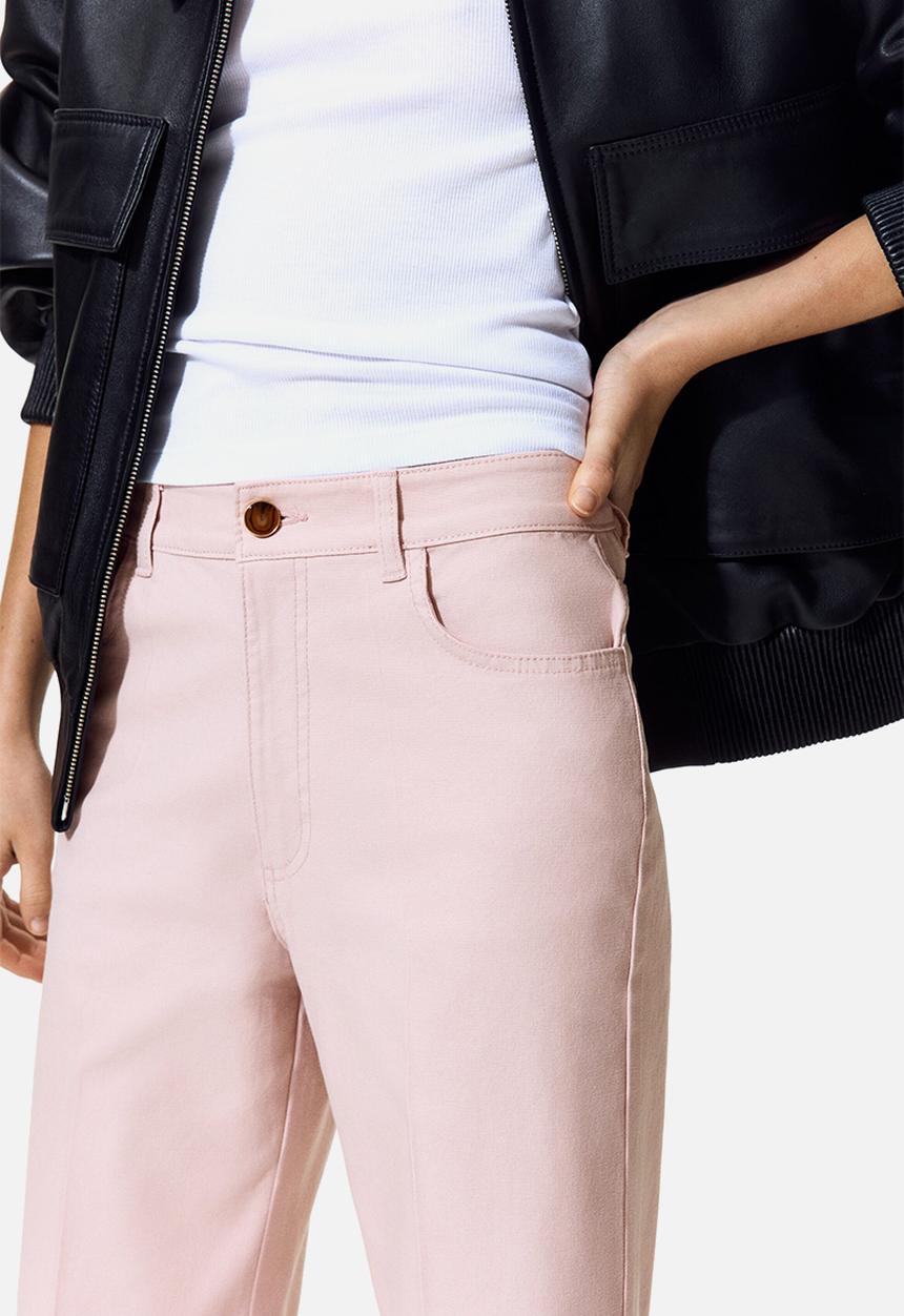 H&M - Bootcut cotton canvas trousers - light pink