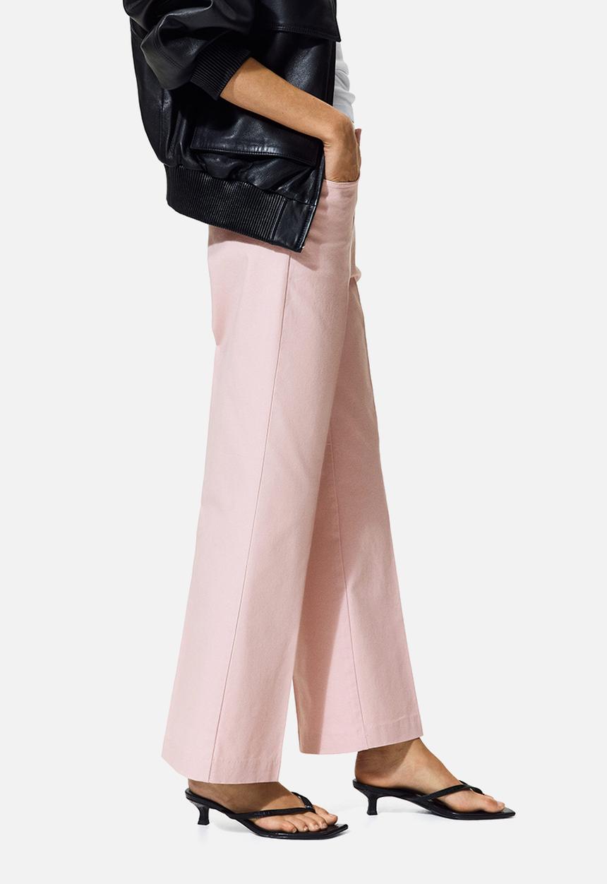 H&M - Bootcut cotton canvas trousers - light pink