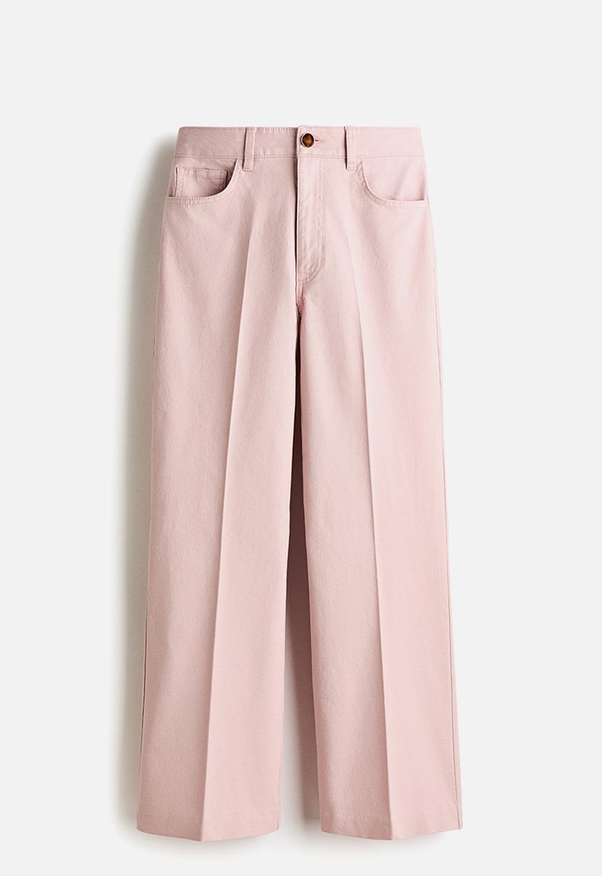 H&M - Bootcut cotton canvas trousers - light pink