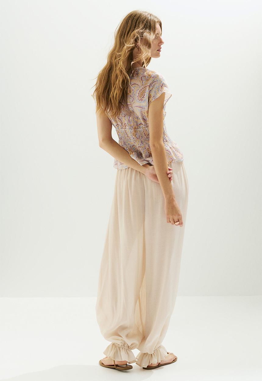H&M - Smocked top - light purple/paisley pattern