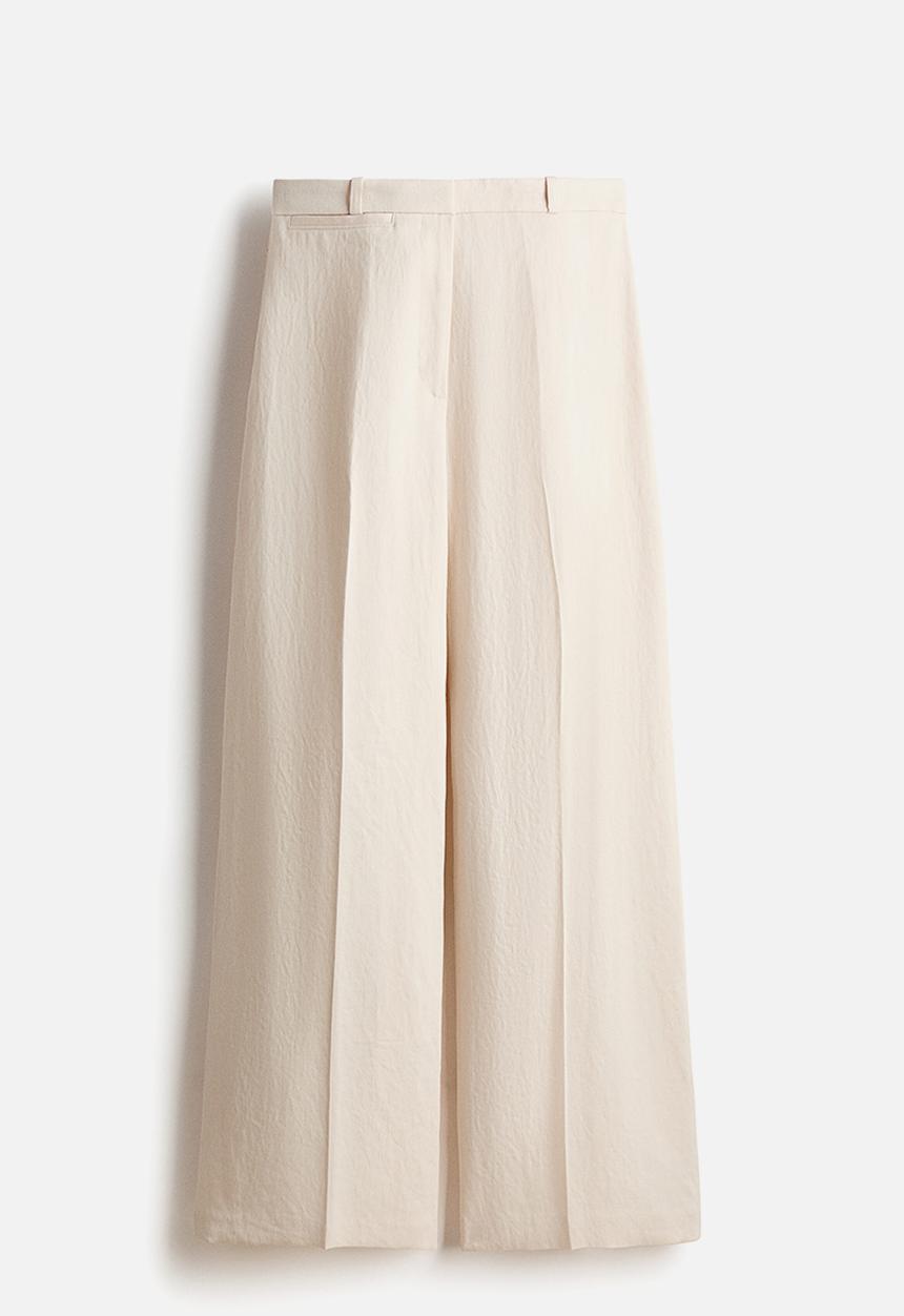 H&M - Wide tailored trousers - light beige