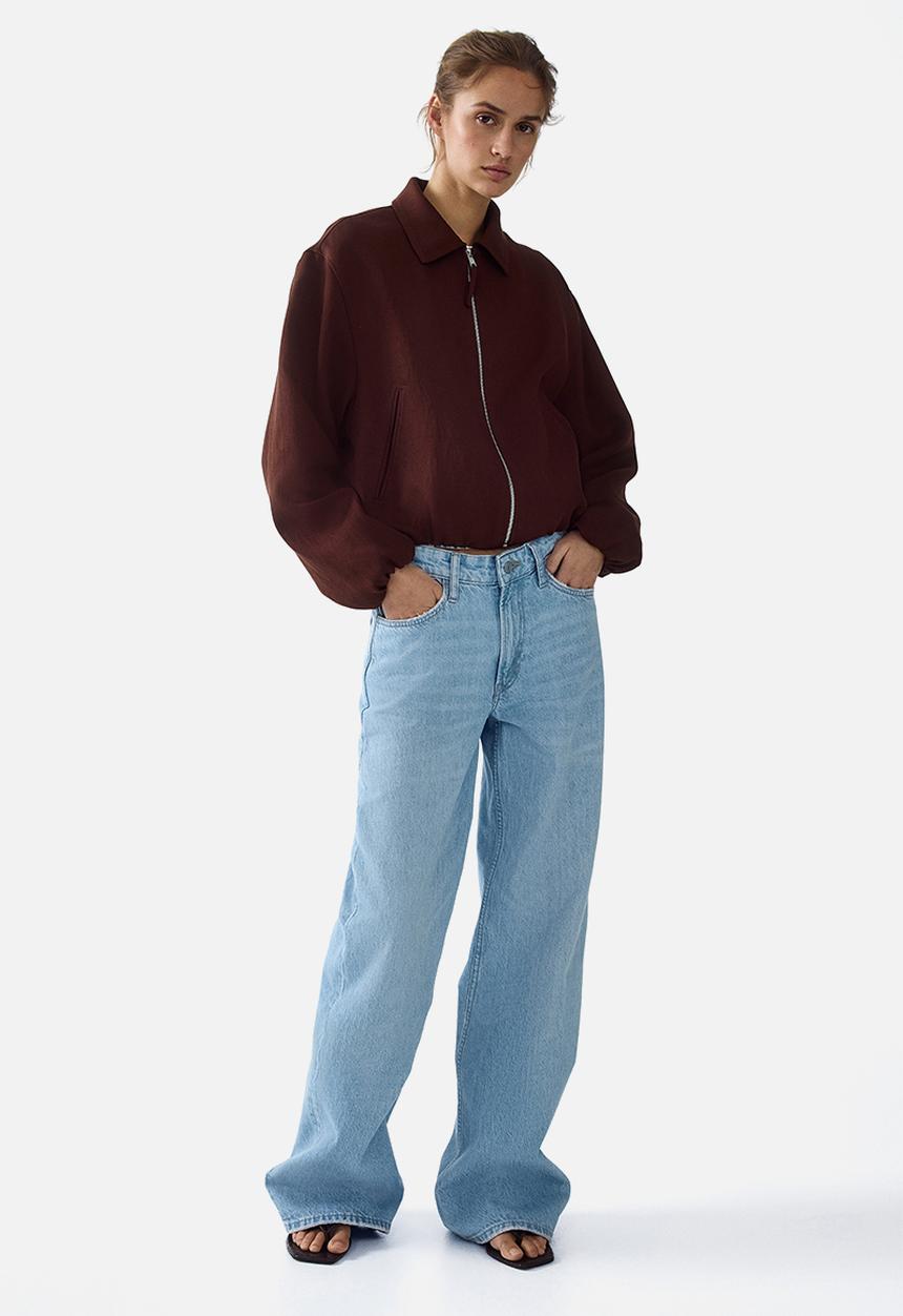 H&M - Oversized bubble-hem jacket - dark rust brown