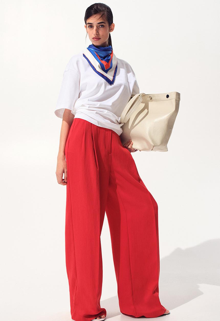 H&M - Wide tailored trousers - bright red
