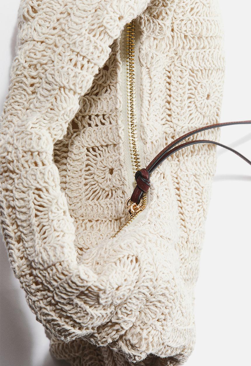 H&M - Crochet-look handbag - light beige