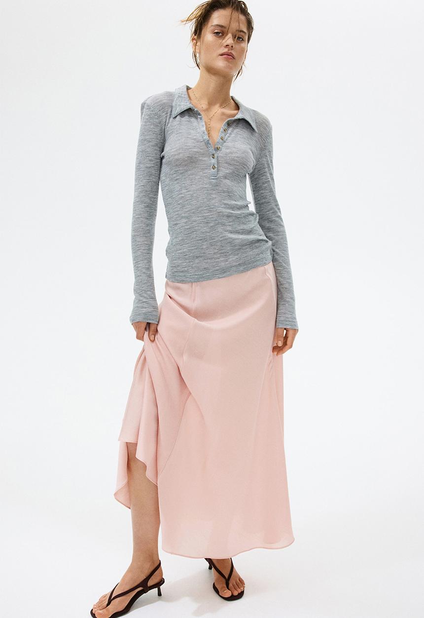 H&M - Viscose-blend maxi skirt - peach pink