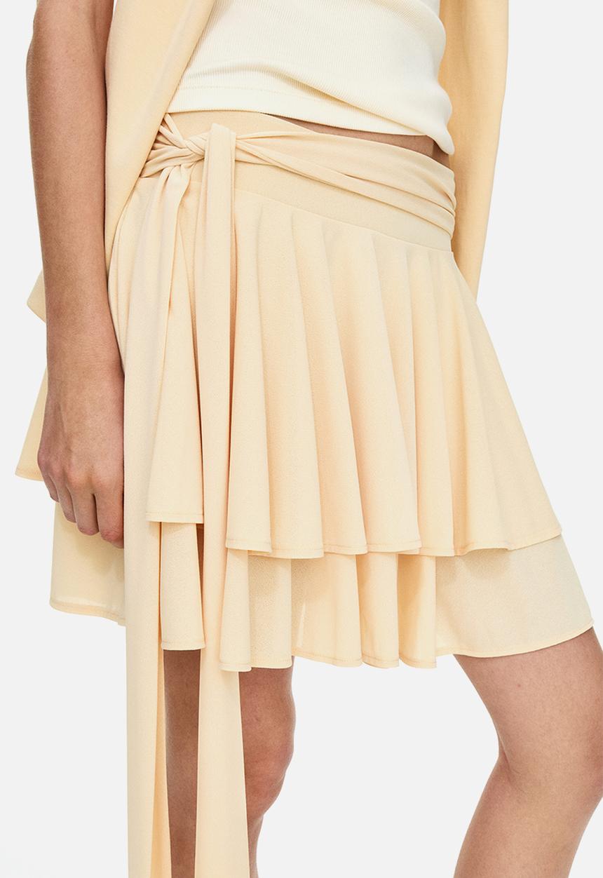 H&M - Tiered tie-belt skirt - light yellow