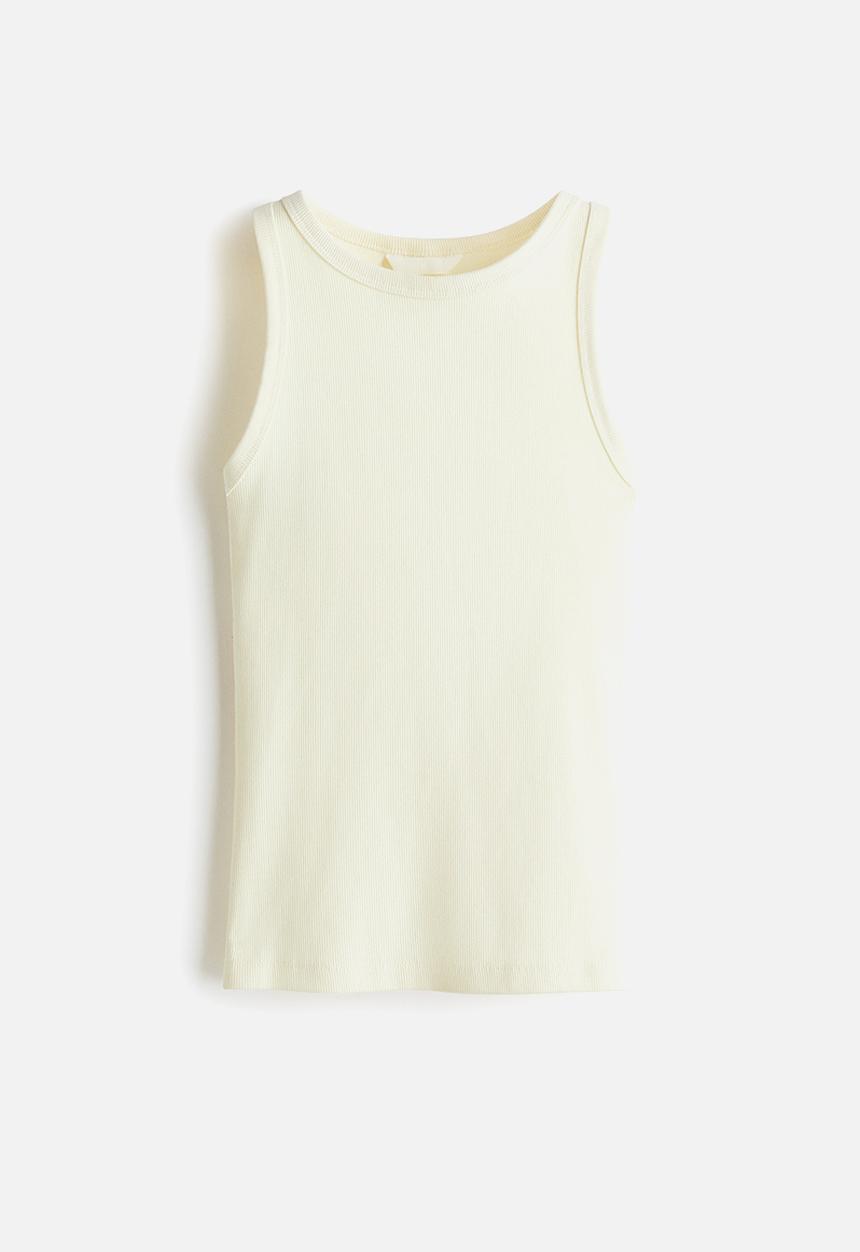 H&M - Ribbed cotton vest top - light yellow