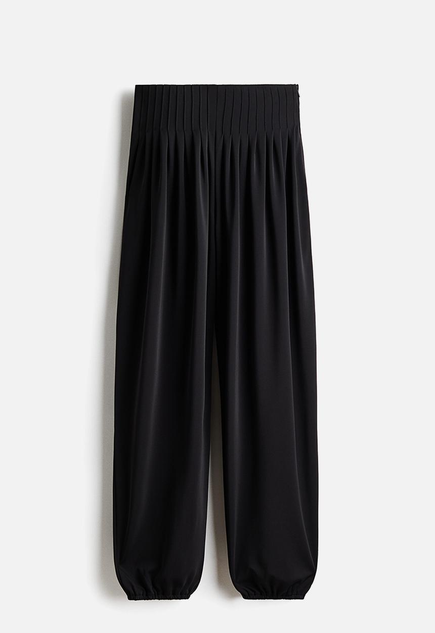 H&M - Pleated barrel-leg trousers - black