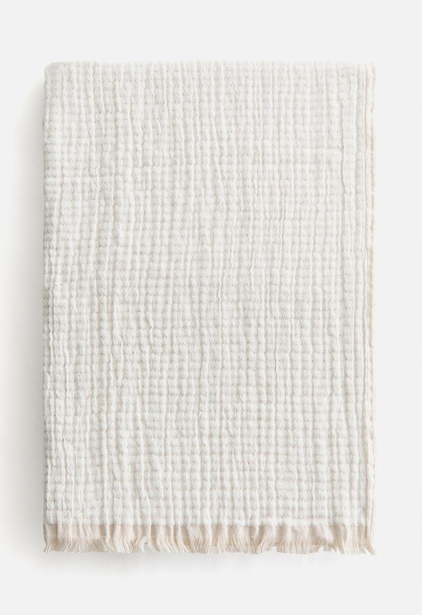 H&M - Cotton muslin blanket - white/light beige