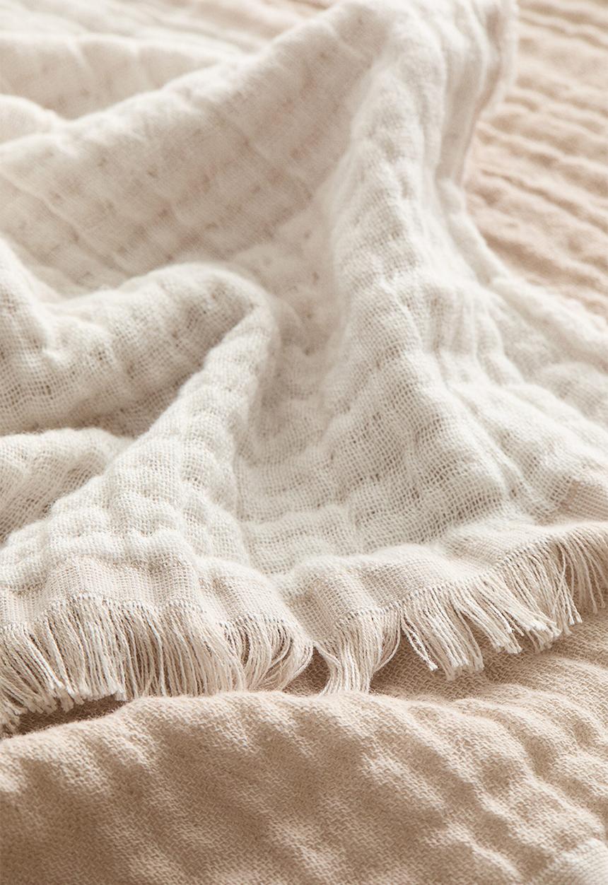 H&M - Cotton muslin blanket - white/light beige