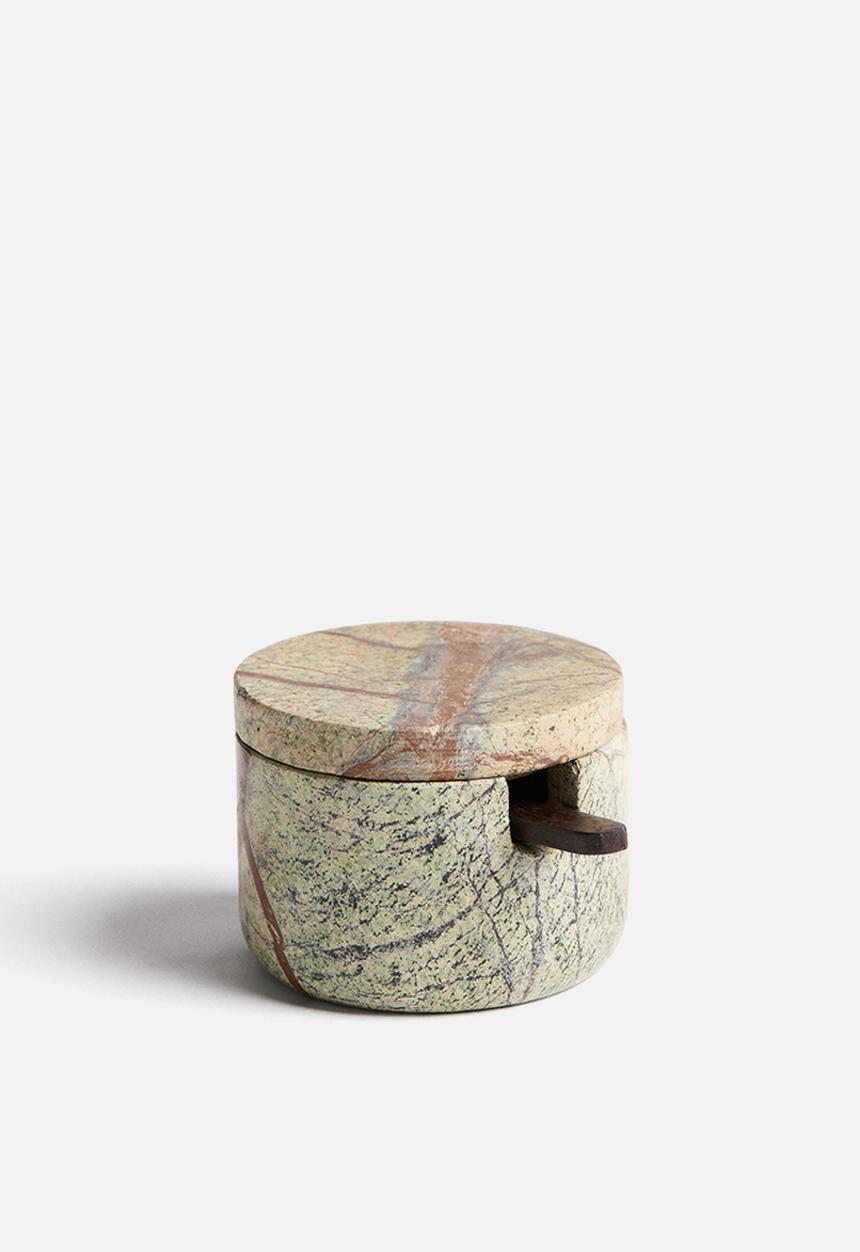 H&M - Marble salt jar - beige/green