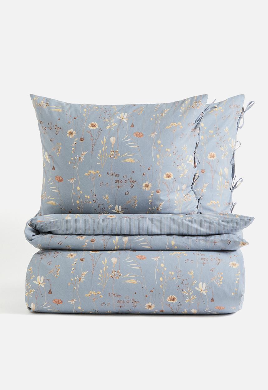 H&M - Floral double/king duvet cover set - dusty blue/floral