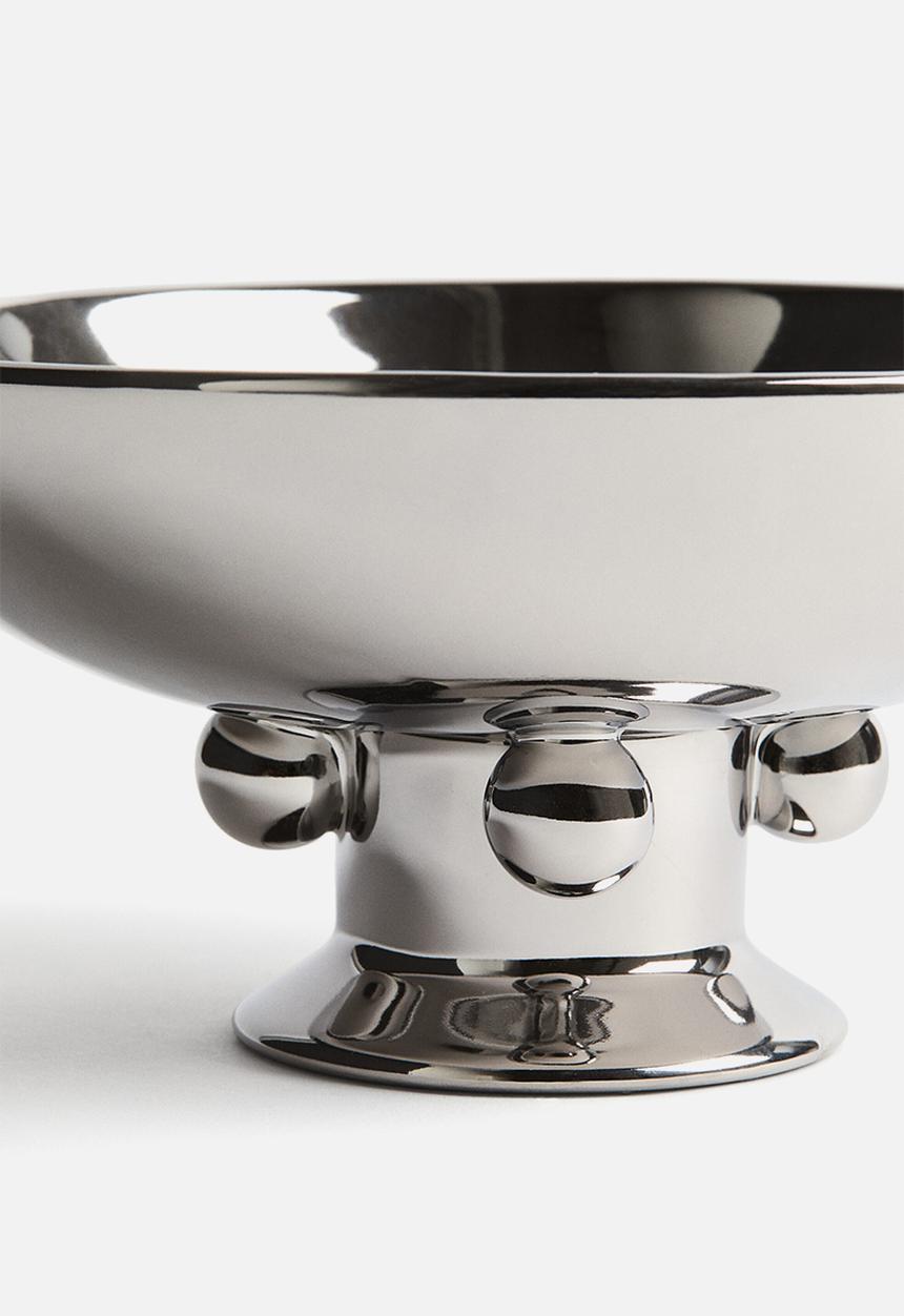 H&M - Footed stoneware bowl - silver-coloured