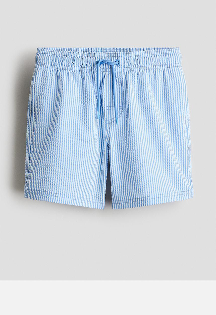 H&M - Seersucker swim shorts - light blue/striped