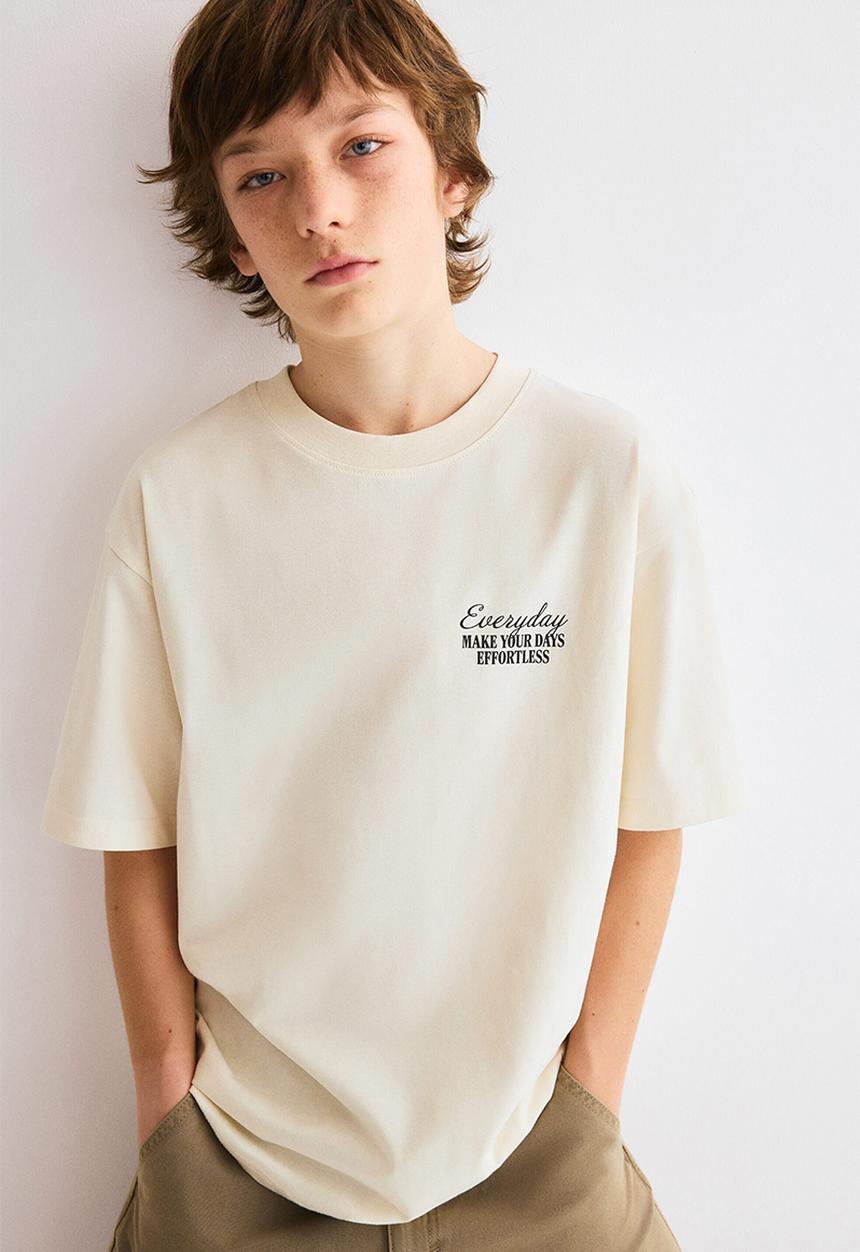 H&M - Loose-fit printed t-shirt - cream/effortless
