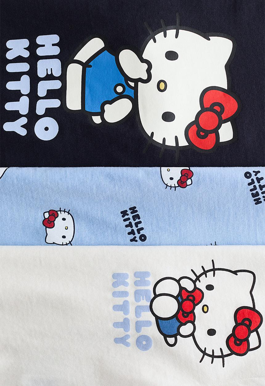 H&M - 3-Pack printed jersey tops - navy blue/hello kitty