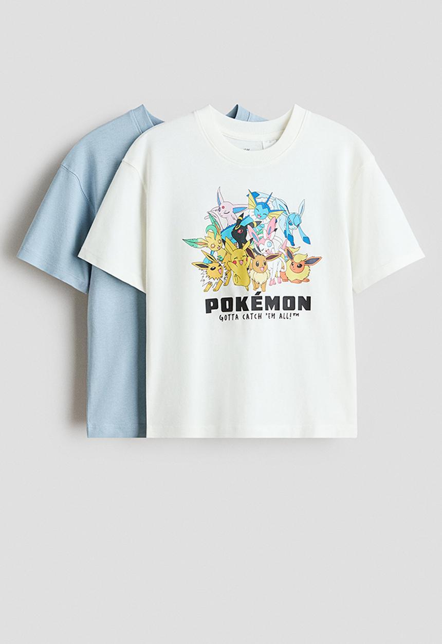 H&M - 2-Pack T-shirts - light blue/pokemon