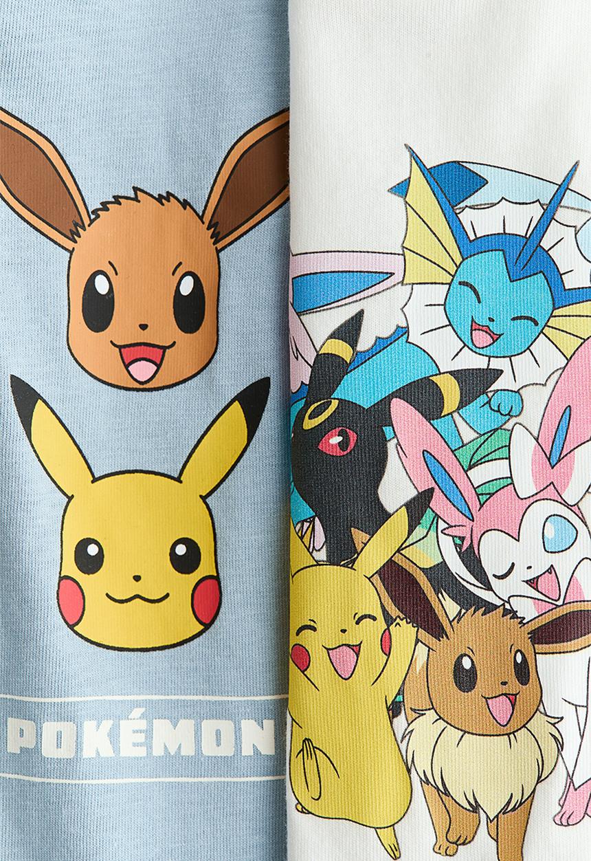 H&M - 2-Pack T-shirts - light blue/pokemon