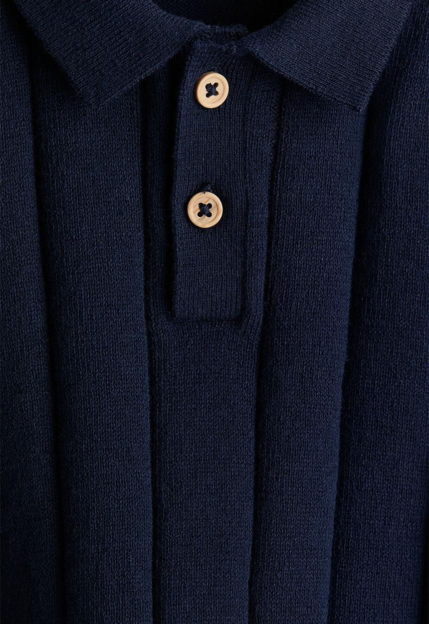 H&M - Knitted polo shirt - navy blue