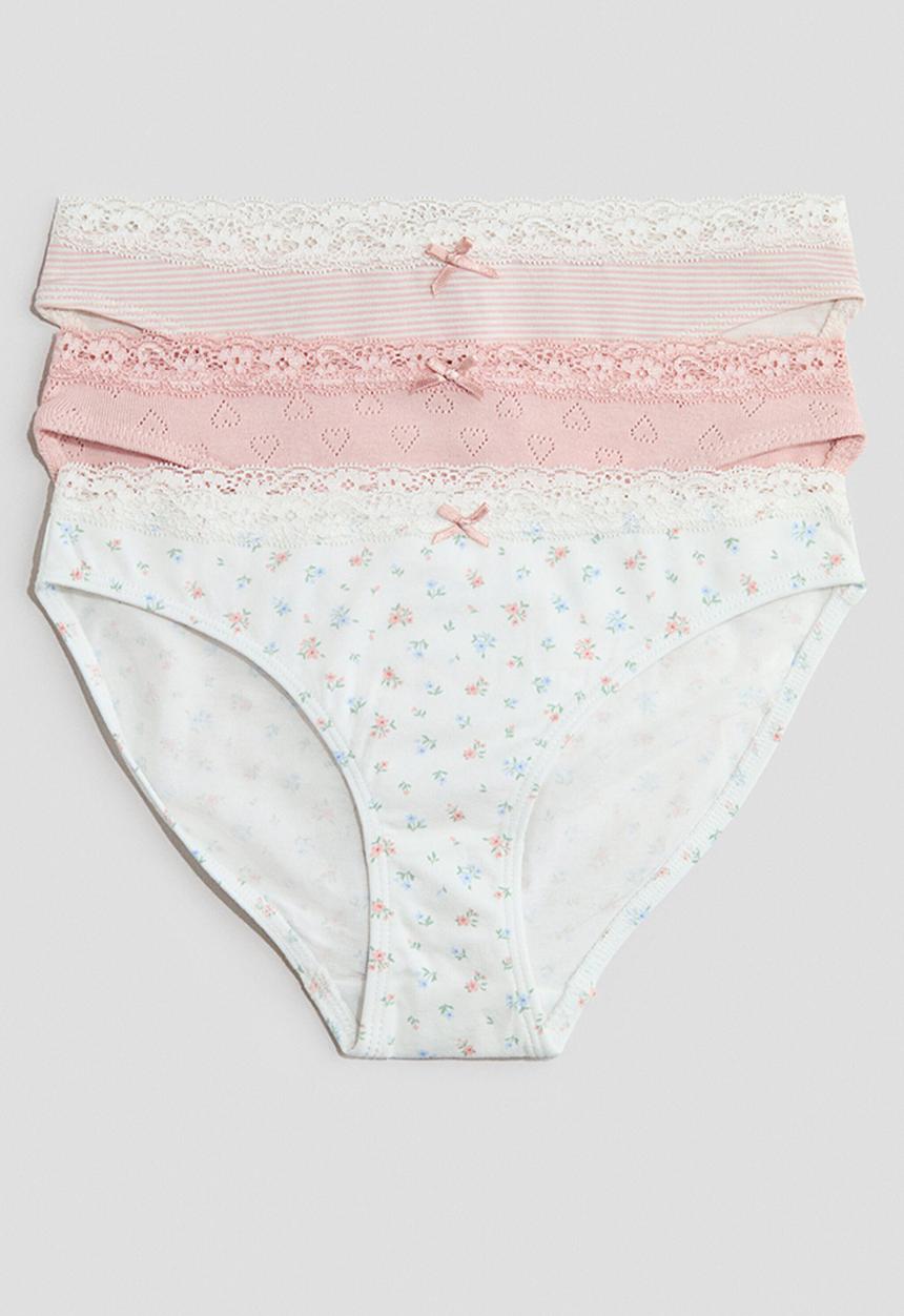 H&M - 3-Pack cotton briefs - light pink/floral