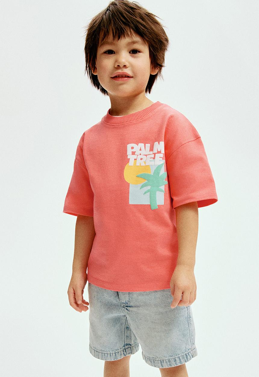 H&M - Printed T-shirt - pink/palm tree