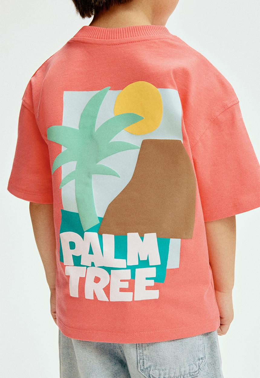 H&M - Printed T-shirt - pink/palm tree