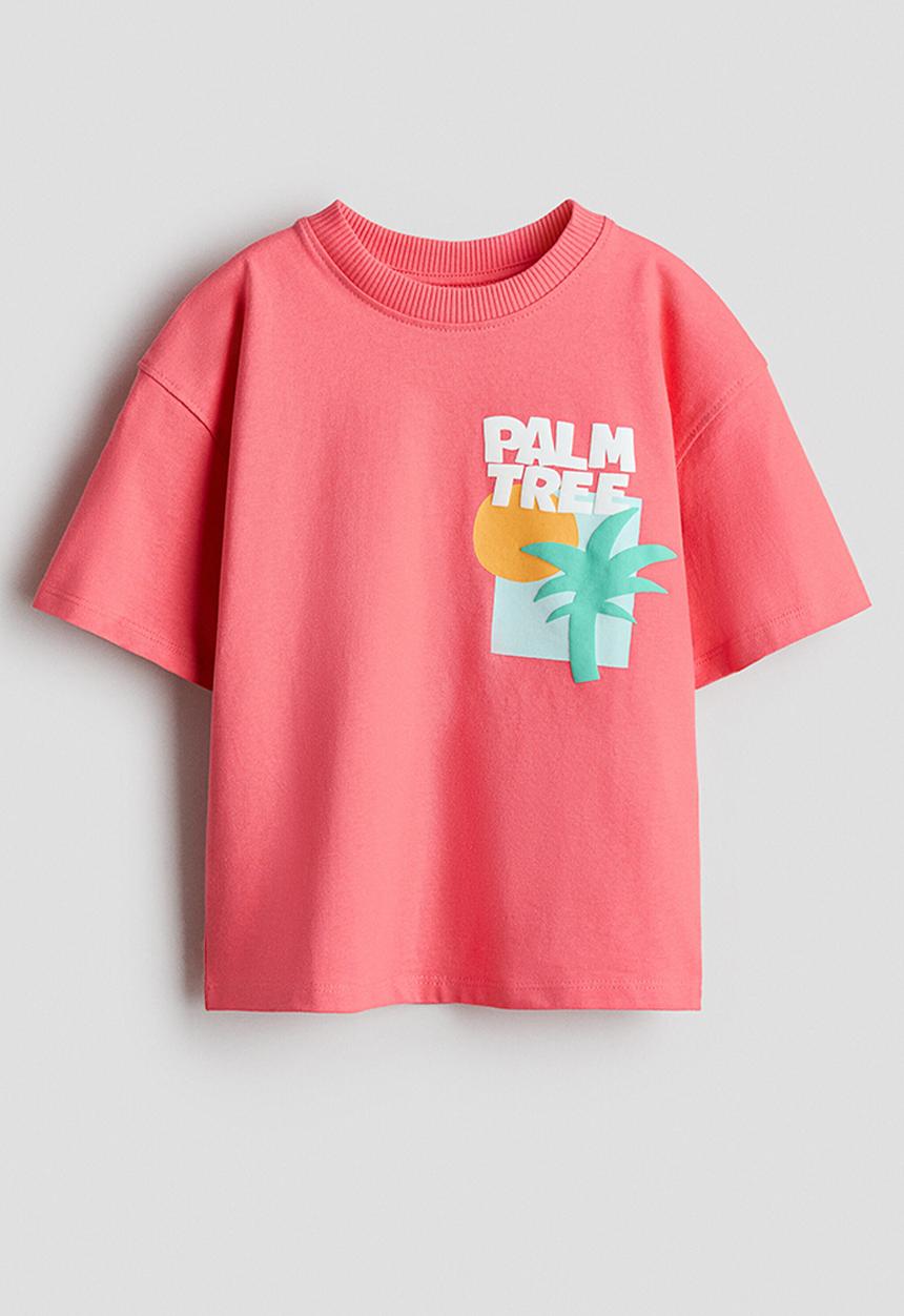 H&M - Printed T-shirt - pink/palm tree