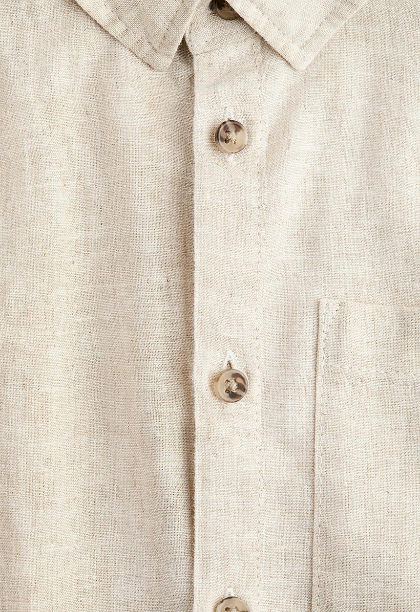 H&M - Short-sleeved linen-blend shirt - light beige