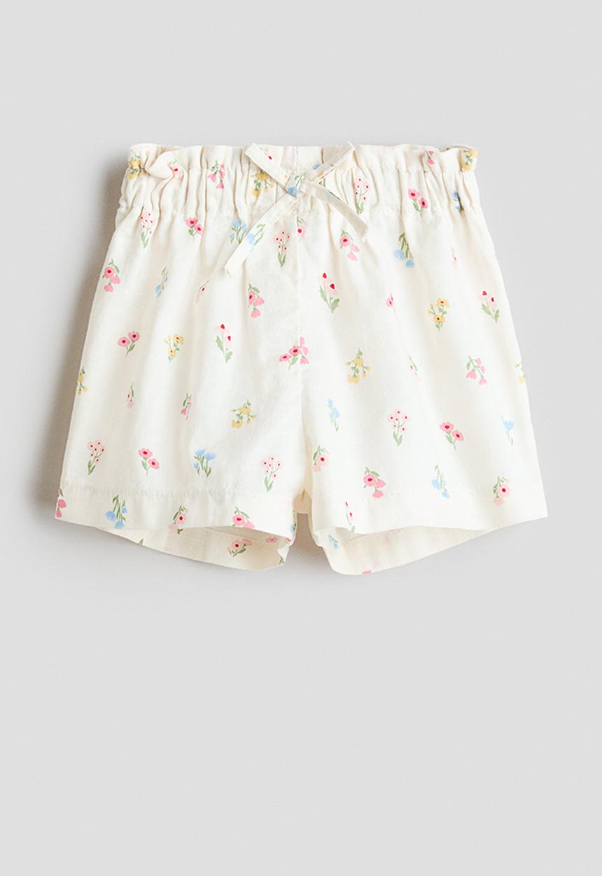 H&M - Paper bag shorts - cream/floral