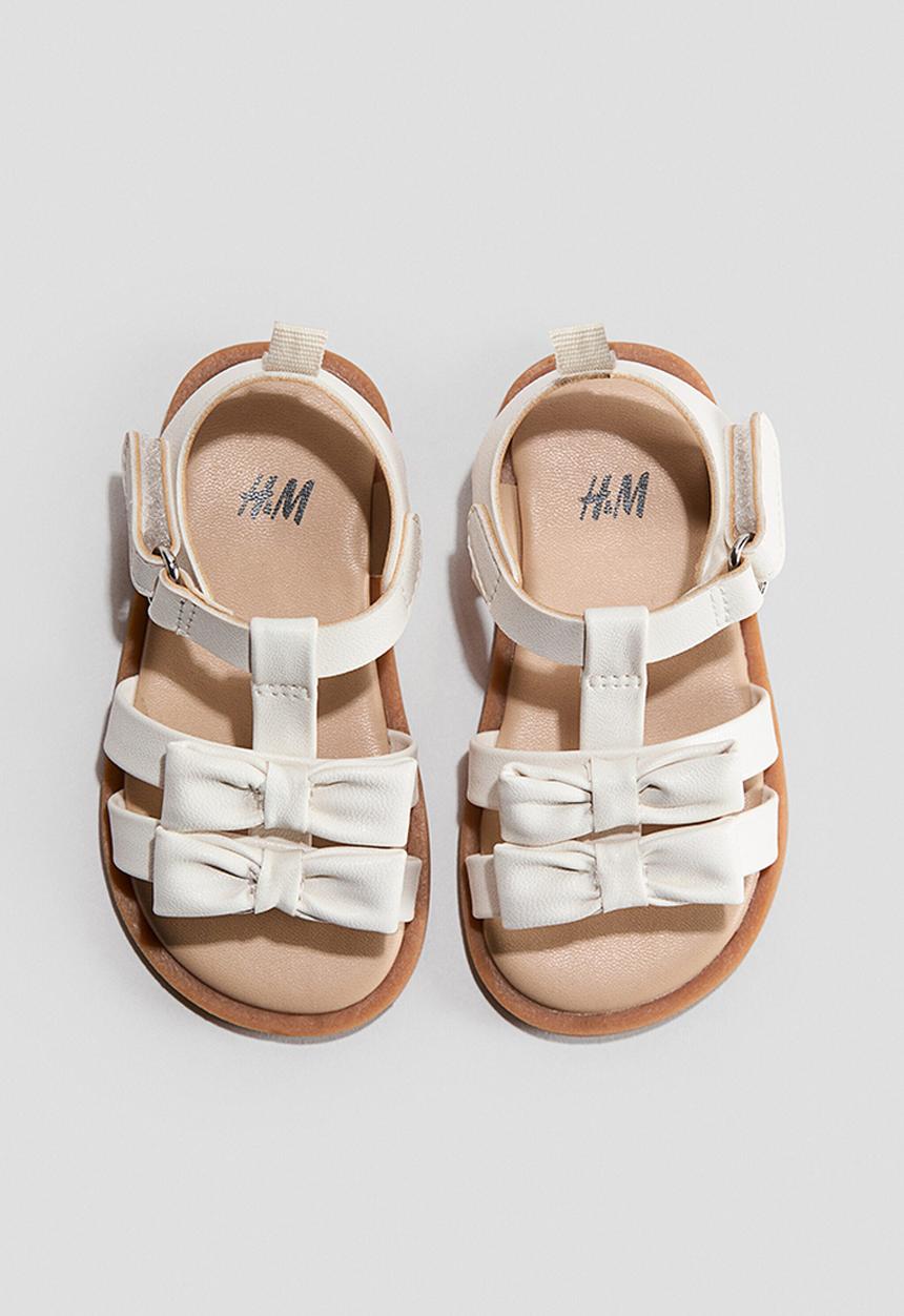 H&M - Appliquéd strappy sandals - white