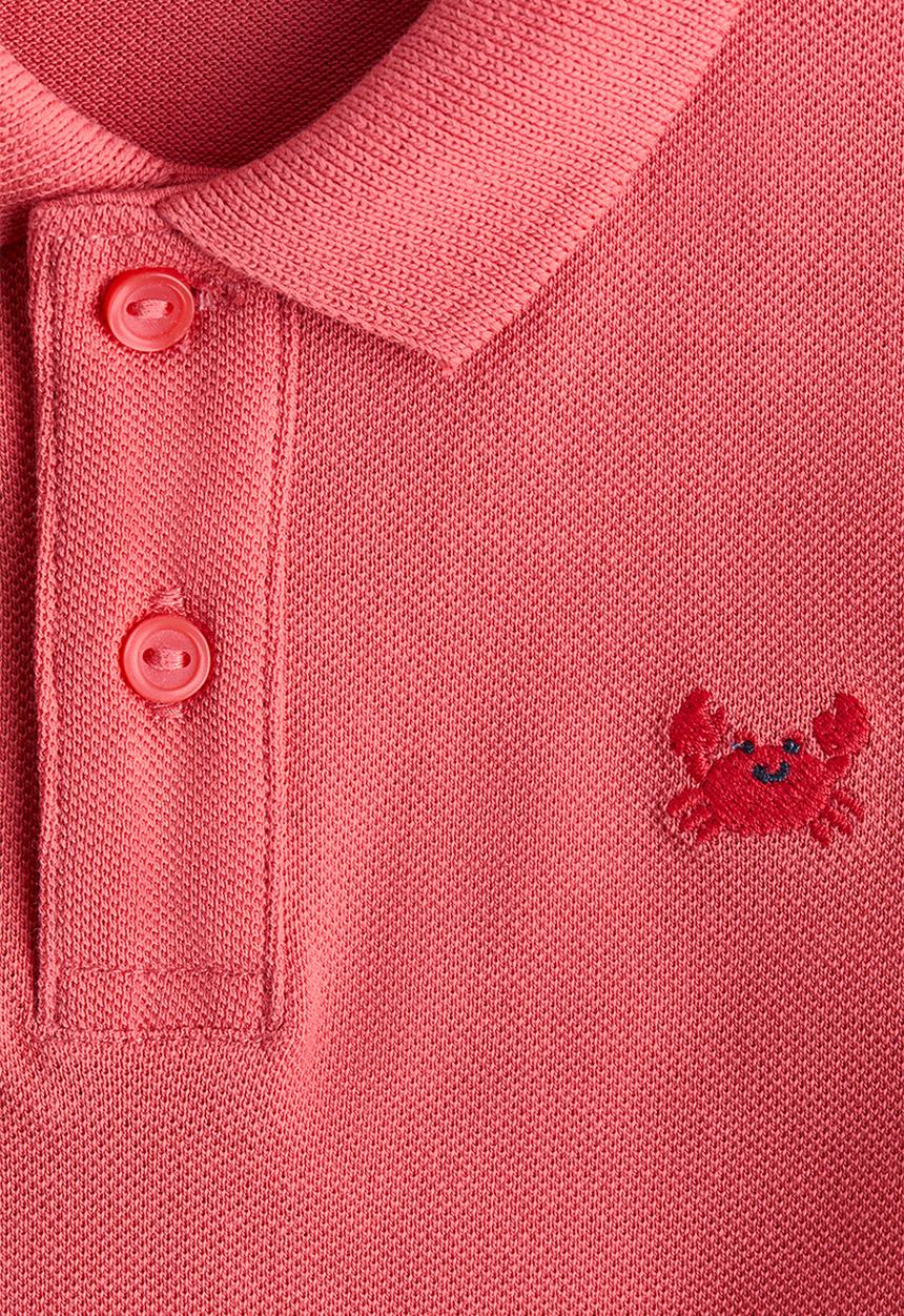 H&M - Embroidery-detail polo shirt - raspberry red