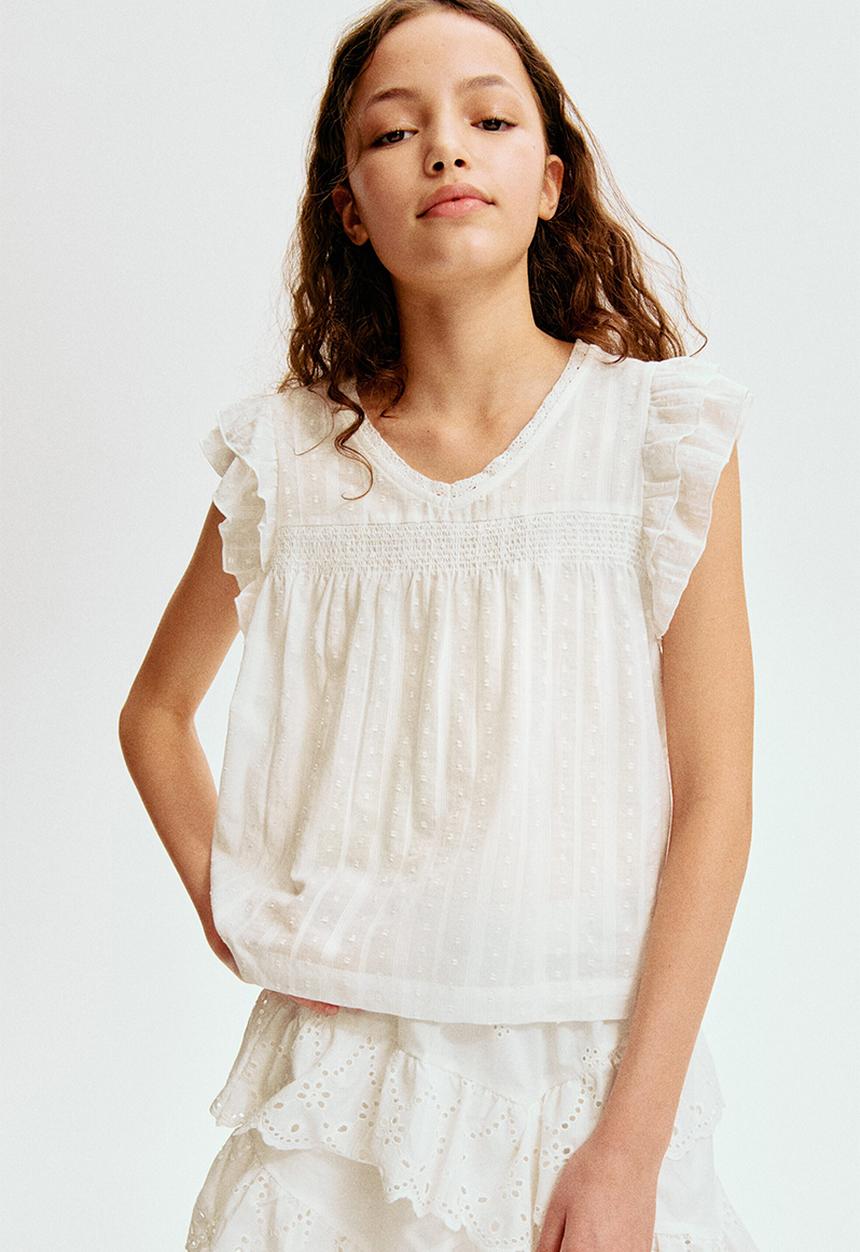 H&M - Flutter-sleeved blouse - white