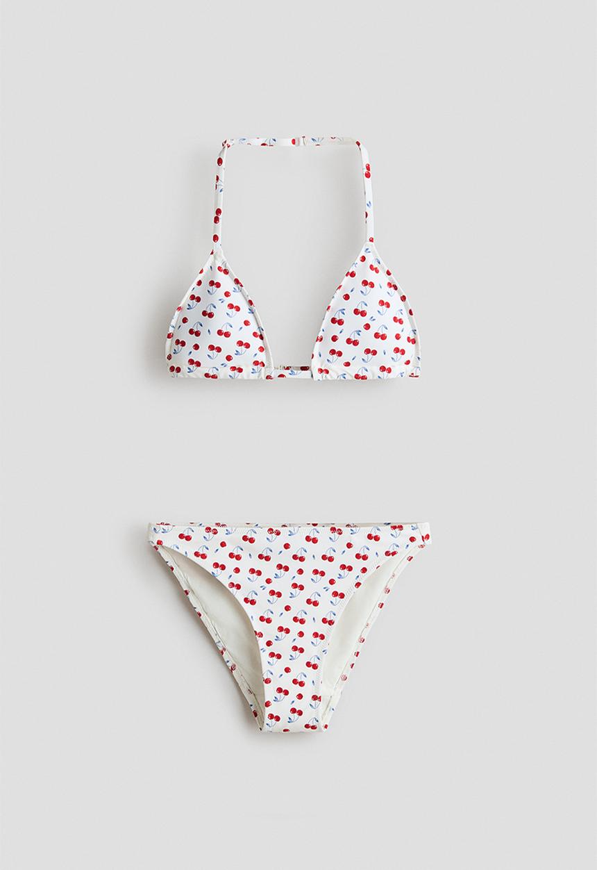 H&M - Triangle bikini - white/cherries