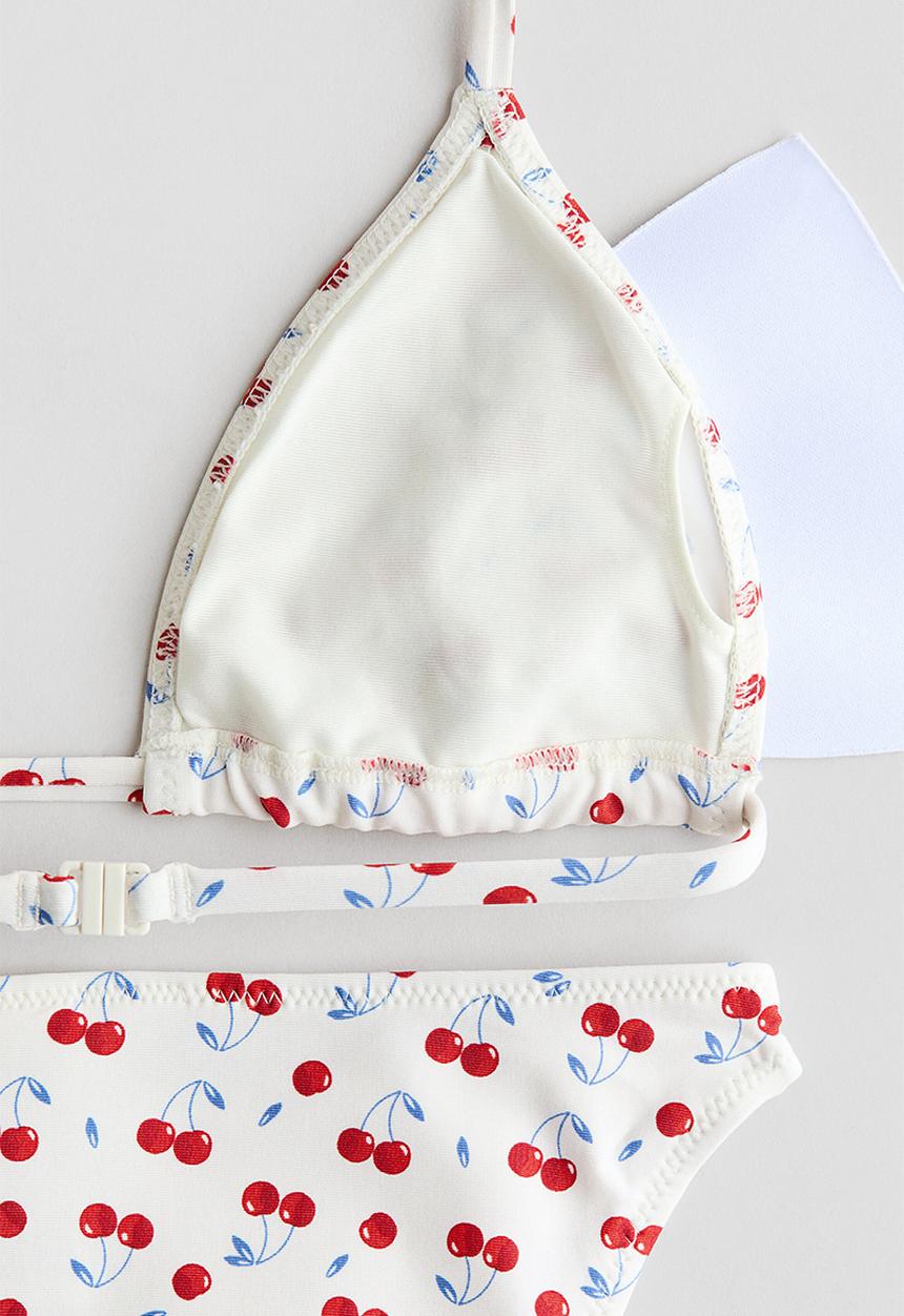 H&M - Triangle bikini - white/cherries