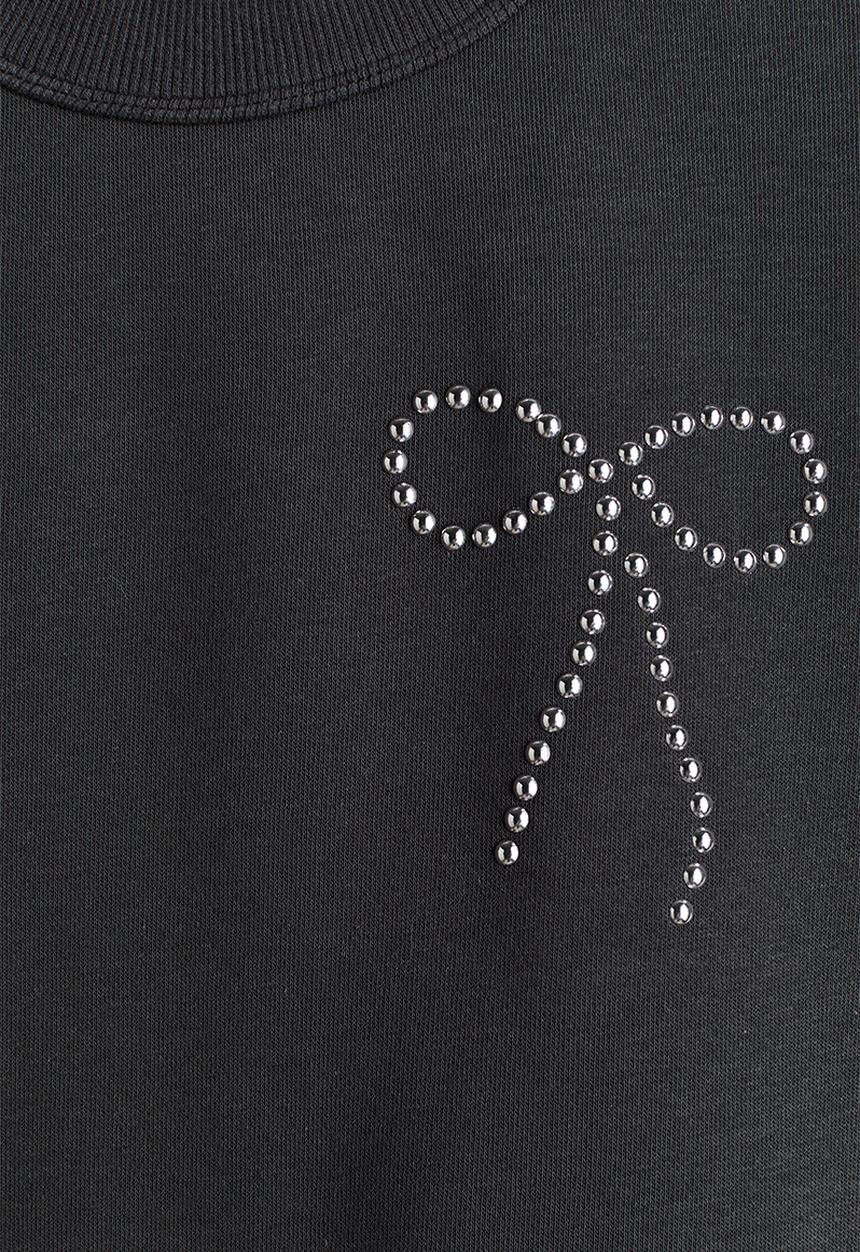 H&M - Motif-detail t-shirt - dark grey/bow