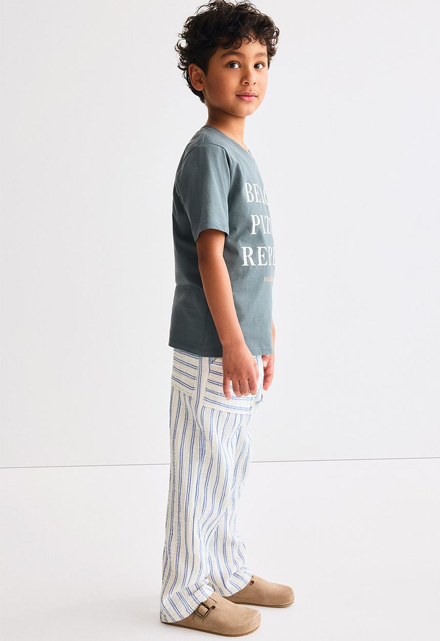 H&M - Muslin drawstring trousers - white/blue striped