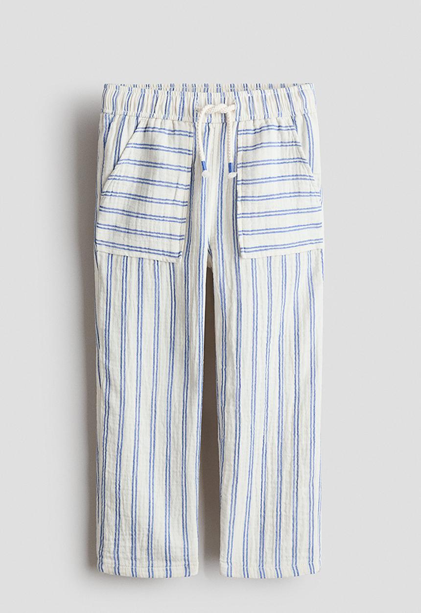 H&M - Muslin drawstring trousers - white/blue striped