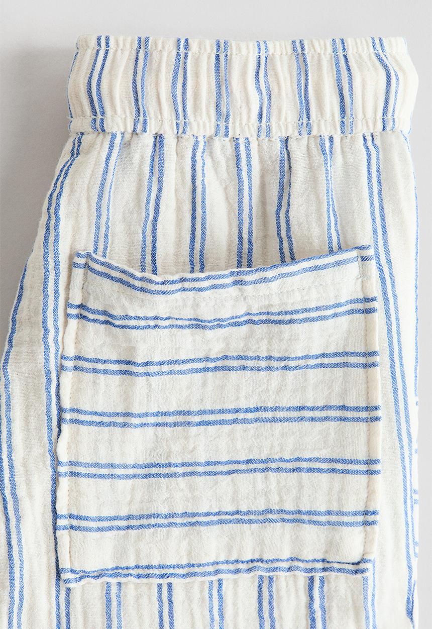 H&M - Muslin drawstring trousers - white/blue striped