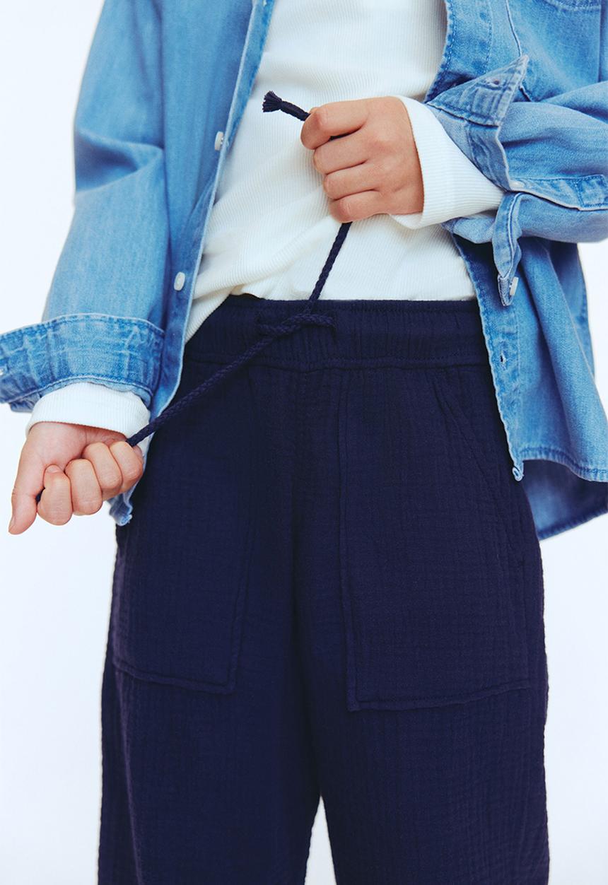 H&M - Muslin drawstring trousers - navy blue