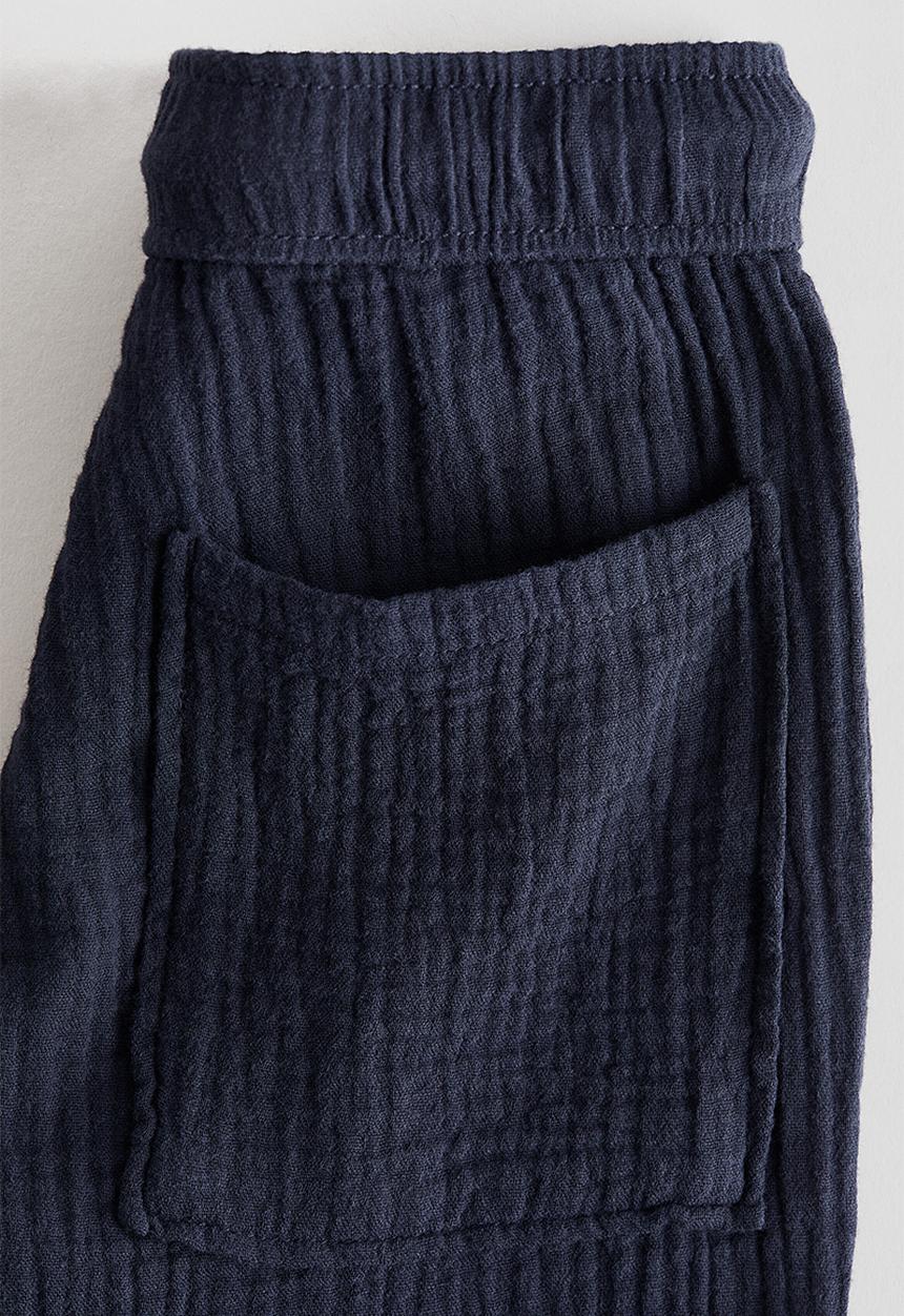 H&M - Muslin drawstring trousers - navy blue