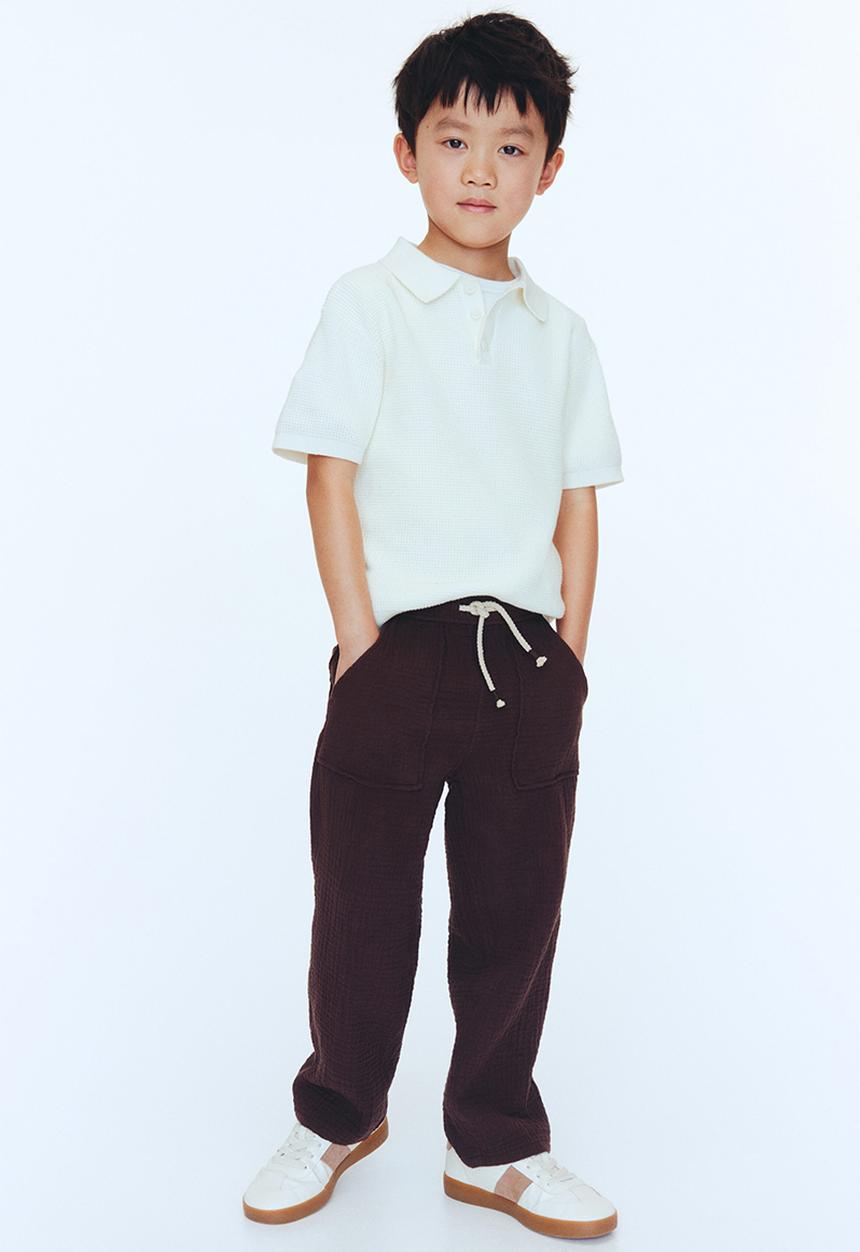H&M - Muslin drawstring trousers - dark brown