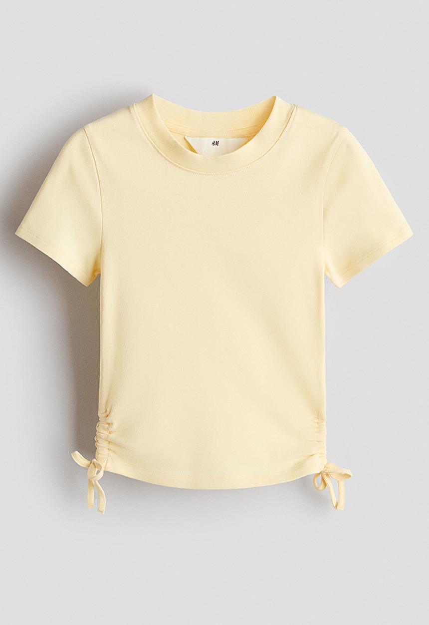 H&M - Drawstring-detail cotton top - light yellow