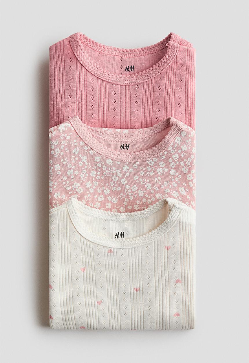 H&M - 3-Pack cotton bodysuits - pink/floral