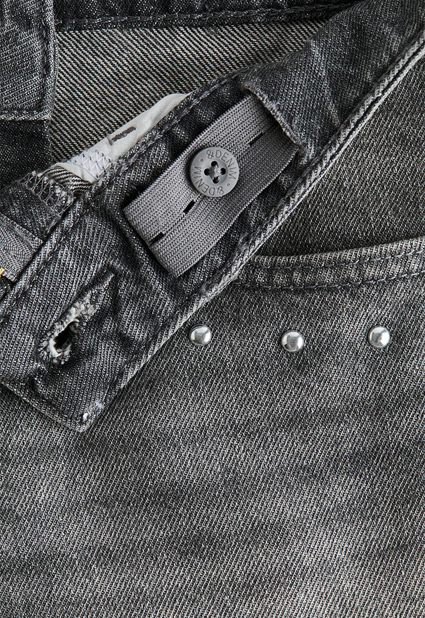 H&M - Embroidery-detail denim shorts - denim grey/studs