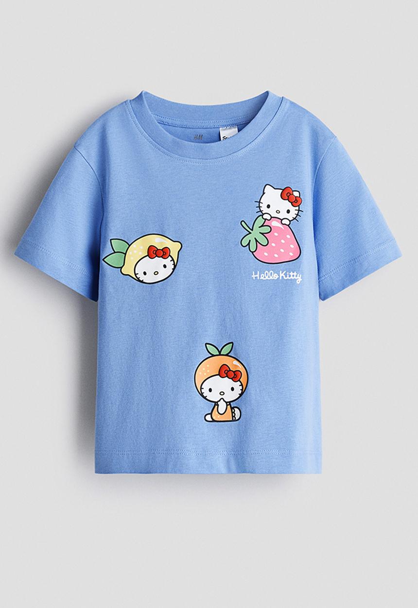 H&M - Printed T-shirt - blue/hello kitty
