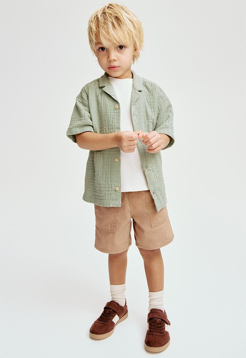 H&M - 2-Pack canvas shorts - dark beige/dark khaki green