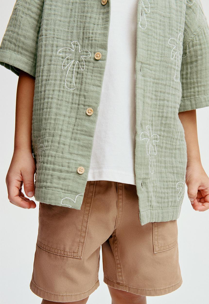 H&M - 2-Pack canvas shorts - dark beige/dark khaki green