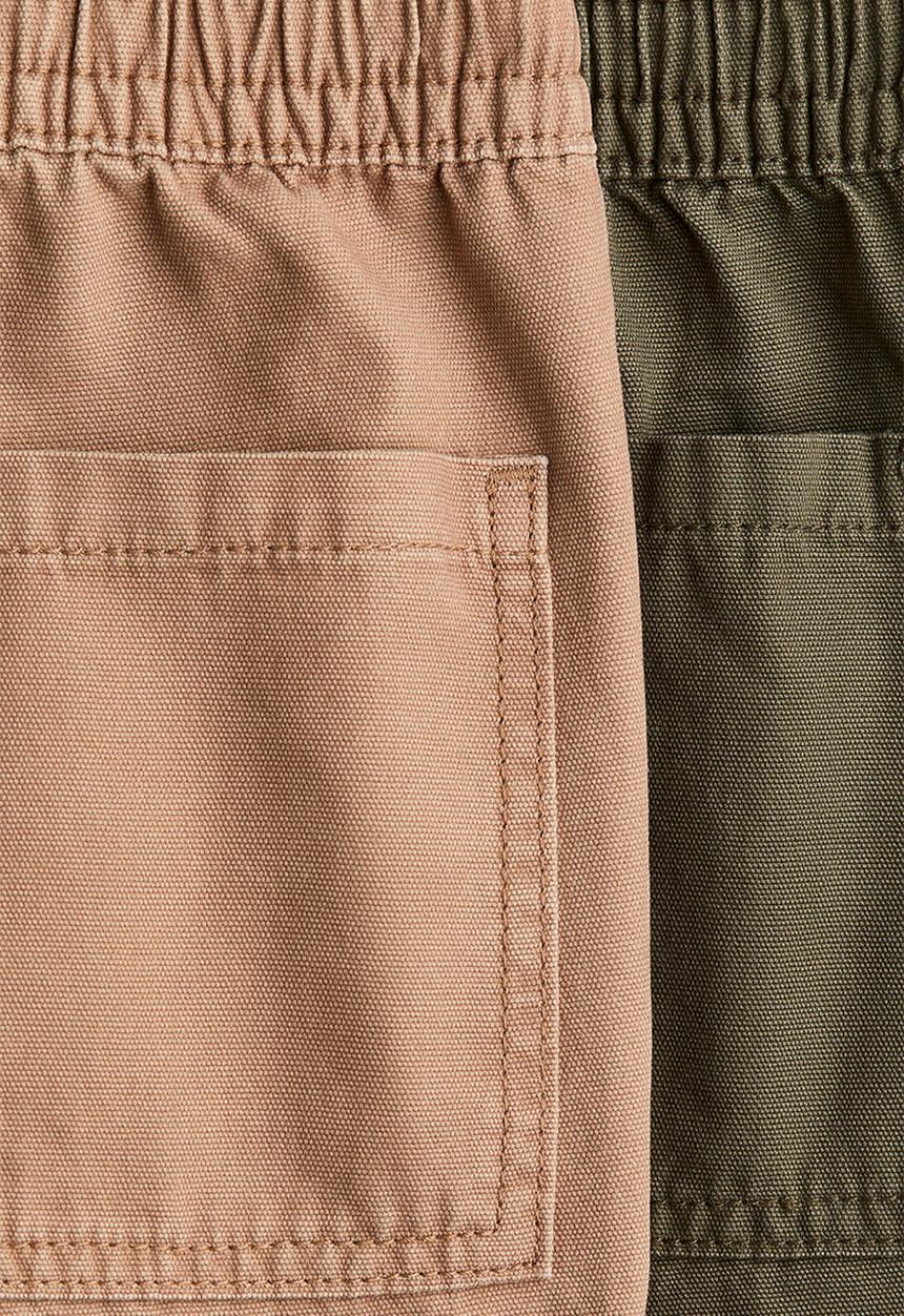 H&M - 2-Pack canvas shorts - dark beige/dark khaki green