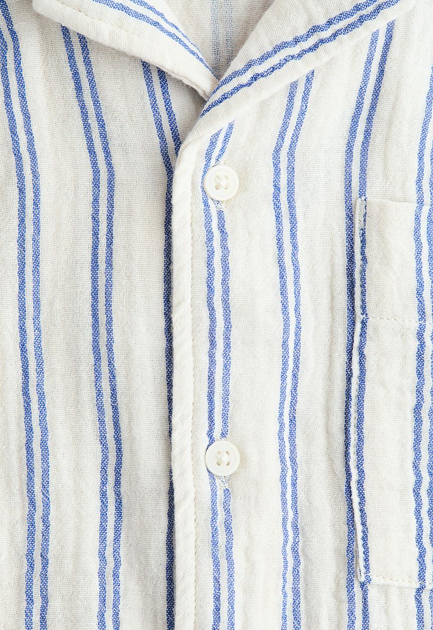 H&M - Cotton muslin resort shirt - cream/blue striped